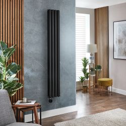 Elektrischer Design-Heizkörper Vertikal|Größe & WLAN-Heizelement wählbar|mit Stecker oder zur Festverdrahtung, Schwarz – Revive - ECOSO by Hudson Reed