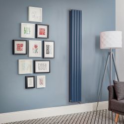 Elektrischer Design Heizkörper, vertikal, B 236mm - Blau (Deep Sea Blue) - Höhe, Thermostat und Kabelabdeckung wählbar - Revive - ECOSO by Hudson Reed