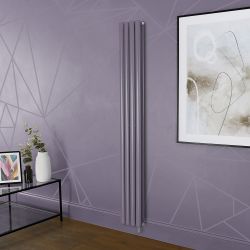 Elektrischer Design Heizkörper, vertikal, B 236mm - Lila (Dahlia Purple) - Höhe, Thermostat und Kabelabdeckung wählbar - Revive - ECOSO by Hudson Reed