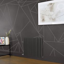 Hudson Reed x ECOSO Aruba Elektro-Designheizkörper horizontal – Grau (Carbon Grey) – 635mm hoch – verschiedene Größen, Thermostat und Kabelabdeckung wählbar