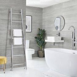 Handtuchheizkörper im Leiterstil zur Bodenmontage, 1800mm x 500mm – Finish wählbar – Indus