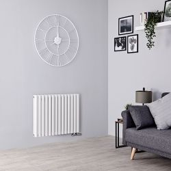 Hudson Reed Revive – Aluminium Design Heizkörper Horizontal (Doppellagig) Mittelanschluss | Größ wählbar - Weiß
