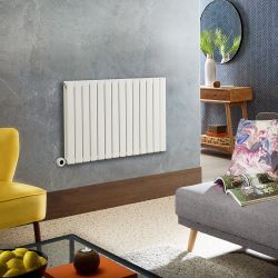 Elektrischer Design-Heizkörper Horizontal | Größe & WLAN-Heizelement wählbar | mit Stecker oder zur Festverdrahtung, Weiß – Slone - ECOSO by Hudson Reed