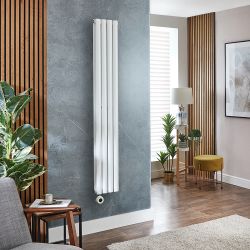 Elektrischer Design-Heizkörper Vertikal|Größe & WLAN-Heizelement wählbar|mit Stecker oder zur Festverdrahtung, Weiß – Revive - ECOSO by Hudson Reed