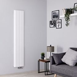 Aluminium Design Heizkörper (einlagig) mit Mittelanschluss, vertikal - Größe wählbar - Matt-Weiß - Aurora