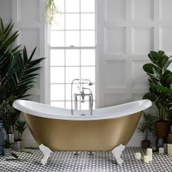 Freistehende Badewanne mit zwei erhöhten Rückenschrägen, 1750mm x 730mm | Metallicfarbe und Farbe der Füße wählbar – Oxford