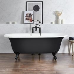 Freistehende Badewanne mit Mittelablauf, 1730mm x 780mm | Farbanstich und Farbe der Füße wählbar – Richmond