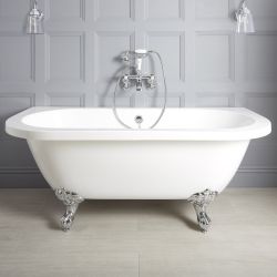 Freistehende Vorwand-Badewanne mit Mittelablauf, 1685mm x 780mm | Weiß, Farbe der Füße wählbar – Richmond