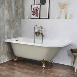 Freistehende Eck-Badewanne 1685mm x 750mm Rechts- oder Linksbündig | Farblackierung der Wanne und Farbe der Füße wählbar - Oxford