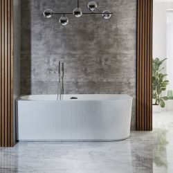 Geriffelte Eck-Badewanne 1700mm x 800mm | Farbe des Überlaufs wählbar - Rechts oder Linksbündig – Florence