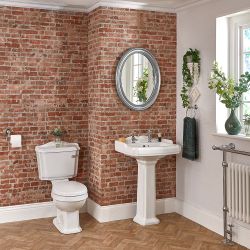 Traditionelles 2-Loch Säulen-Waschbecken und Toilette Set - Regent