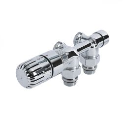 Mittelanschlussgarnitur Thermostatisch, Eck-Ausführung, Chrom, Rohr-Adapter wählbar