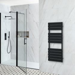 Elektrischer Handtuchheizkörper | Größe & Heizelement wählbar| zur Festverdrahtung, Schwarz – Lustro - ECOSO by Hudson Reed
