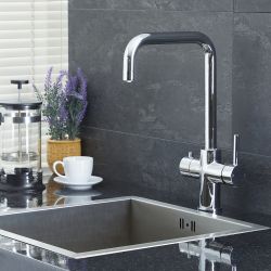 1-Loch Heißwasser-Küchenarmatur, 3-in-1, schwenkbar – Chrom – Como