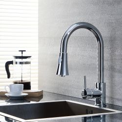 1-Loch Küchenarmatur mit ausziehbarer Brause – Chrom - Como