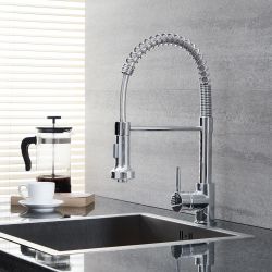 1-Loch Küchenarmatur mit herunterziehbarer und Sprüh- und Luftstrahlfunktion Brause – Chrom - Como