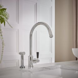 Hudson Reed Elizabeth - Traditionelle Küchenarmatur mit Einhebelmischer - inkl. ausziehbarer Spülbrause und schwenkbarem Hahn (geschwungen) - Farbe wählbar