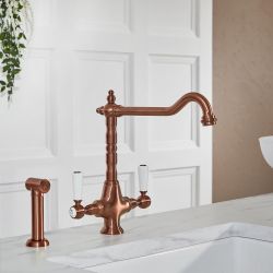Hudson Reed Elizabeth - Traditionelle Küchenarmatur - inkl. ausziehbarer Spülbrause und schwenkbarem Hahn (gerade) - Farbe wählbar