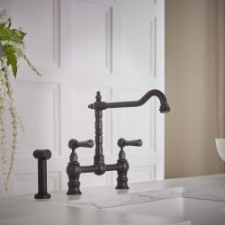 Hudson Reed Elizabeth - Traditionelle Küchen-Brückenarmatur (gerade) - inkl. ausziehbarer Spülbrause und schwenkbarem Hahn (gerade) - Farbe wählbar
