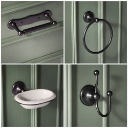 Badezimmer-Zubehör-Set 4-tlg. Schwarz - Elizabeth