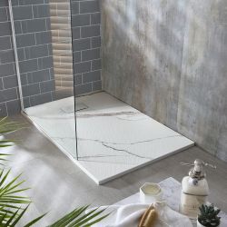 Rechteckige Duschwanne mit Marmoreffekt - Größe Wählbar - Mermeris