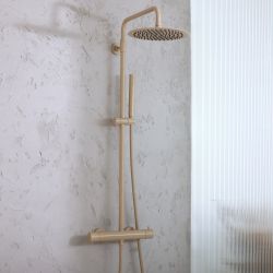 Thermostatische Duschsäule inkl. rundem Duschkopf und Handbrause – Farbe wählbar - Elements