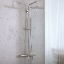 Thermostatische Duschsäule inkl. rundem Duschkopf und Handbrause – Farbe wählbar - Elements