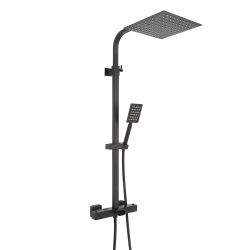Thermostatische Duschsäule mit Wanneneinlauf inkl. eckigem Duschkopf und Handbrause – Farbe wählbar - Tolima