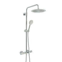 Thermostatische Duschsäule mit Wanneneinlauf inkl. rundem Duschkopf und Handbrause – Farbe wählbar - Arlo