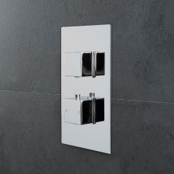 Unterputz Duscharmatur Thermostatisch 2 Verbraucher eckig Chrom – Kubix