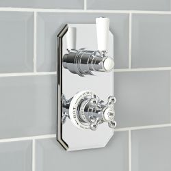 Hudson Reed Elizabeth - Retro Unterputz-Thermostat für 1 Verbraucher - Chrom/Weiß