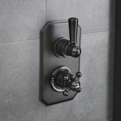 Hudson Reed Elizabeth - Retro Unterputz-Thermostat für 2 Verbraucher - Schwarz