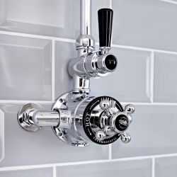 Hudson Reed Elizabeth - Retro Twin Aufputz-Thermostat für 1 Verbraucher - Chrom/Schwarz
