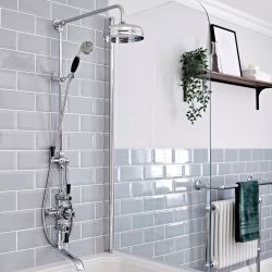Hudson Reed Elizabeth - Retro Aufputz-Thermostat für 2 Verbraucher - Chrom/Schwarz