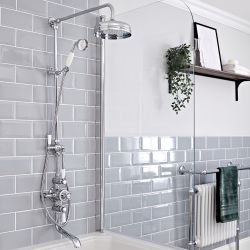 Hudson Reed Elizabeth - Retro Aufputz-Thermostat für 2 Verbraucher - Chrom/Weiß