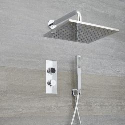 Digitale Dusche für zwei Funktionen, inkl. quadratischem Duschkopf zur Wandmontage & Brause - Narus