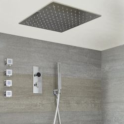 Digitale 3-Wege Dusche inkl. 500x500mm Decken-Duschkopf, Körperdüsen & Brause - Narus