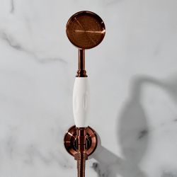 Retro-Handbrause aus Messing mit Keramikgriff – satiniertes Kupfer – Elizabeth