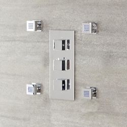 4x Seitenbrause Quadratisch zur Aufputzmontage Chrom - Kubix