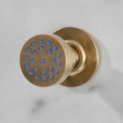 Massagedüse Rund - satiniertes Gold – Hudson Reed