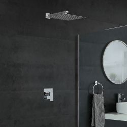 Eckige Einhebelarmatur mit 300x300mm Duschkopf, Chrom - Kubix