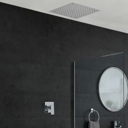 Eckige Einhebelarmatur mit 400x400mm Unterputz Decken-Duschkopf, Chrom - Kubix