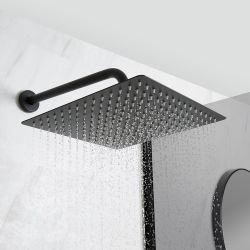 Einhebel-Duscharmatur Unterputz & 300x300mm Regenduschkopf Eckig, Schwarz - Nox