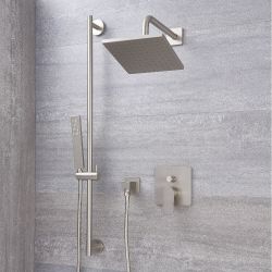 Harting Einhebel-Duscharmatur mit Umschalter mit 200mm Kopf und Duschstangenset - Gebürstetes Nickel