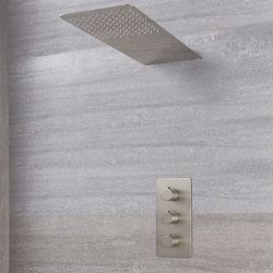 Harting Thermostatarmatur Wasserfall-Regen-Duschkopf - Gebürstetes Nickel