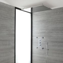 Unterputz-Duschsystem mit Thermostat und Umsteller – mit 800mm x 500mm Duschkopf (Deckenmontage), Handbrauseset und Körperdüsen - Chrom – Kubix