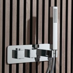 Unterputz-Thermostat für 2 Verbraucher inkl. Handbrause - Chrom - Kubix