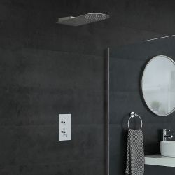Rundes Dusch-Thermostat mit Umleiter, Wasserfall-Duschkopf, Chrom - Como