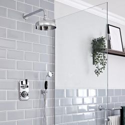 Hudson Reed Elizabeth - Retro Unterputz-Thermostat für 2 Verbraucher - Chrom/Schwarz
