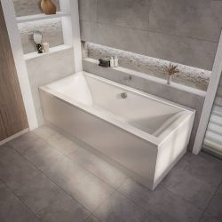 Einbaubadewanne mit 2 Rückenschrägen – Größe, Seiten- & Endverkleidung wählbar – Sandford